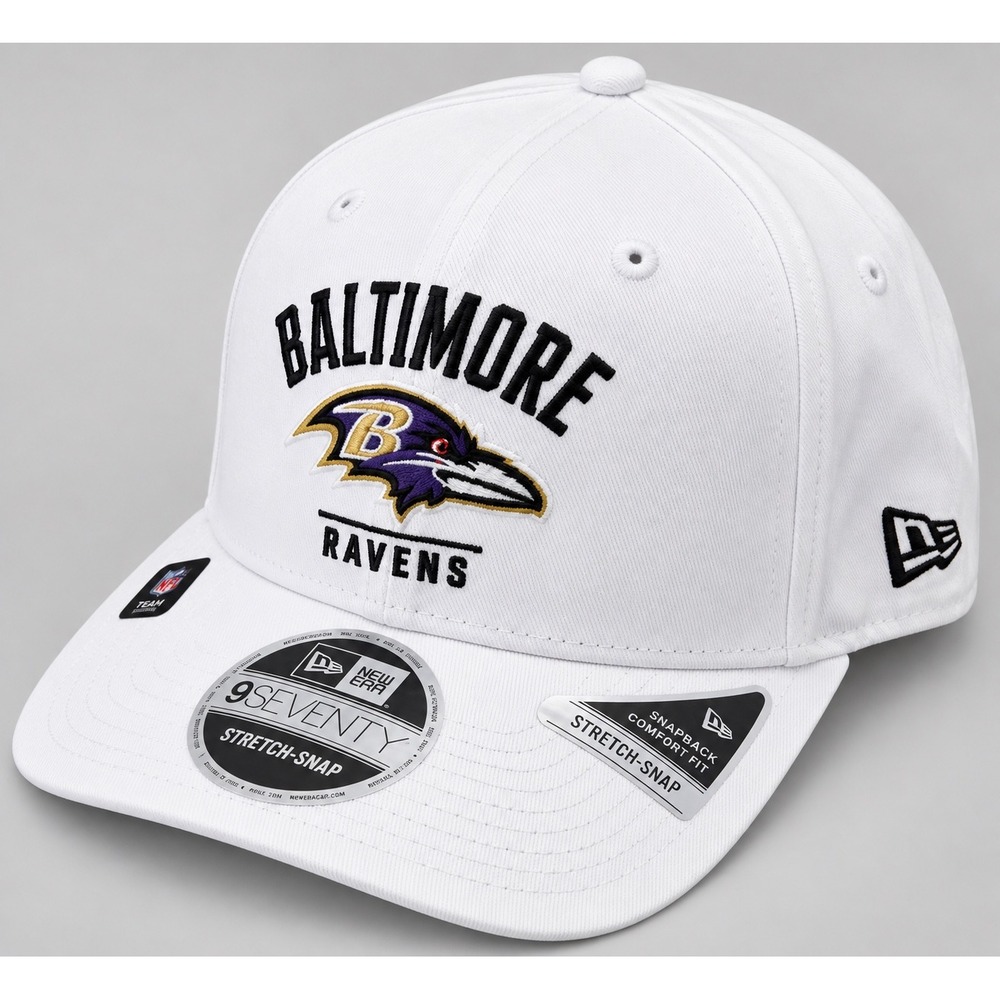 New Era Baltimore Ravens 9SEVENTY TEAM Stretch-Snap Hat White NFL OSFM Snapback